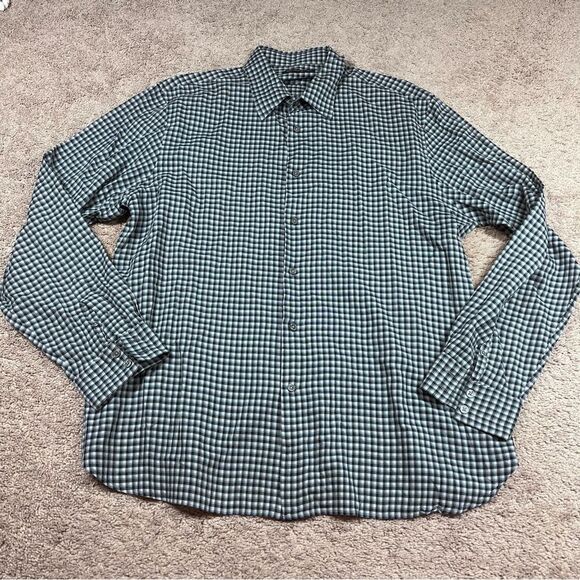 John Varvatos Plaid Button Up Down Shirt Mens Size XL Business Casual - Picture 1 of 5
